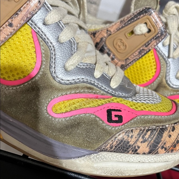 Gucci Women's Pink and Yellow Sneakers - Picture 11 of 13